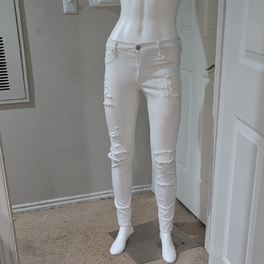 True Religion Distressed White Skinny Jeans Women's 27